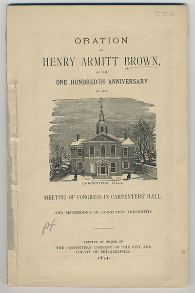 Oration of Henry Armitt Brown book image